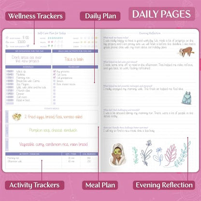 Legend Self-Care Journal – Guided Daily Reflection Notebook for Mental & Physical Health – Mood & Personal Development – 3-Month, 7x10” (Violet Blossom) - color: Violet Blossom - Gold foil