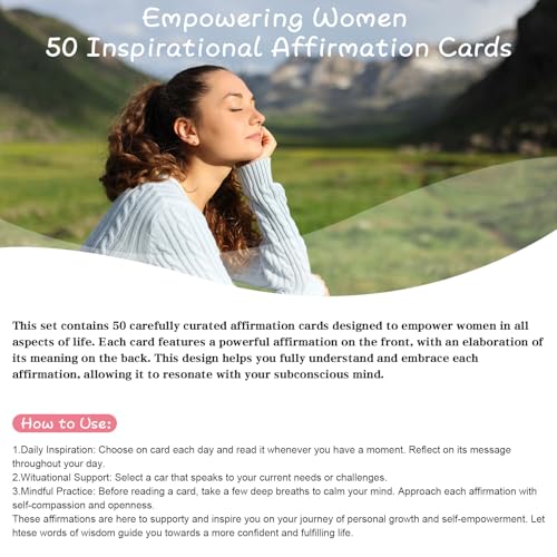 Havaro Daily Positive Affirmation Cards for Women – Mindfulness Cards – 50 Empowering Motivational Quotes for Confidence, Self-Love & Stress Relief | Premium Gift Box for Meditation & Journaling