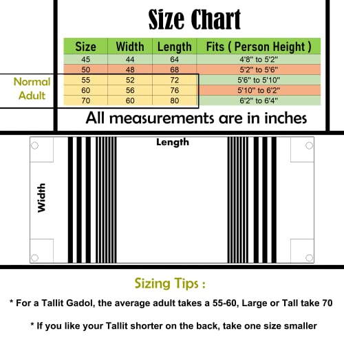100% Wool Kosher Mehudar Badats Traditional Tallit Prayer Shawl, Tallit with a super elegant look - color: With Black Stripes, size: Size 60 - 75 X 55 Inch