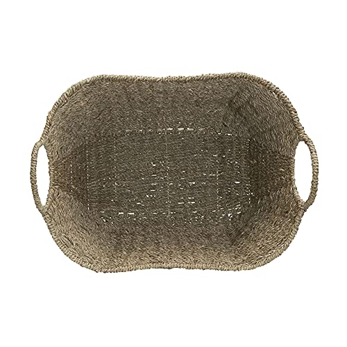 Household Essentials Brown Wicker Storage Basket with Handles Large | Natural Seagrass - color: Natural Seagrass