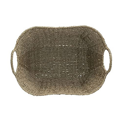 Household Essentials Brown Wicker Storage Basket with Handles Large | Natural Seagrass - color: Natural Seagrass
