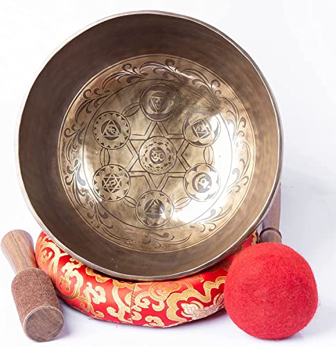 Large Tibetan Singing Bowl Set - 11" Master Healing Big Professional Grade For Sound Bath Chakra 7 Metal Meditation Yoga By Himalayan Bazaar