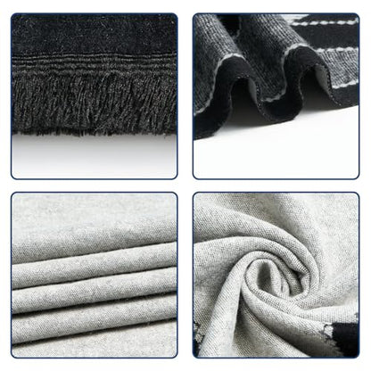 QIUTIMIY Pashmina Shawl Wraps for Womens Winter Scarf Reversible Pattern Designer Ladies Shawls and Wraps for Evening Dresses - color: Flower11-black White