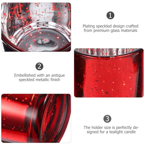 VOSAREA 2pcs Tea Light Candle Holders Red Altar Holders Home Decor Centerpiece