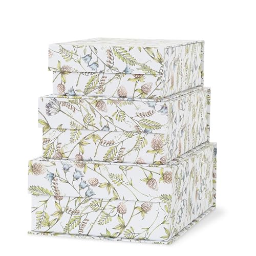 Soul & Lane Decorative Cardboard Storage Boxes, Set of 3 Floral Pattern Keepsake Boxes with Magnetic Closure, Nesting Memory Storage for Organizing and Home Décor, Wild Garden - color: Wild Garden