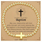 Cross Bracelet for Her,14K Gold Bracelets for Women,Beaded Bracelets as Christian Confirmation Religious Baptism Gifts for Women Teen Gold Jewelry - color: Baptism-01