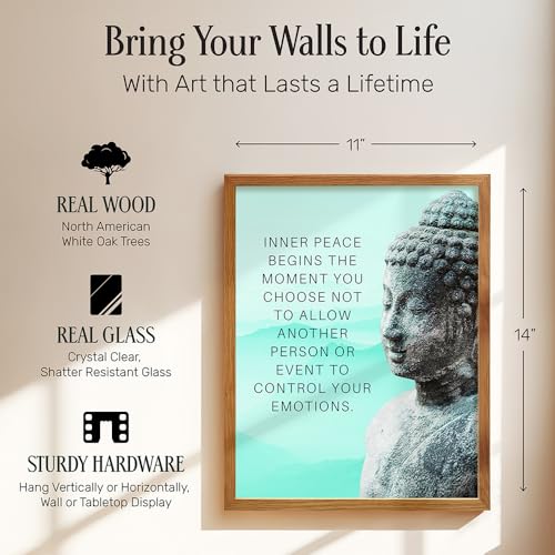 Buddha Art 11x14 FRAMED - Inspirational Meditation Spa, Yoga, Meditation Room Decor - Motivational Quotes Zen Wall Art - spiritual New Age Gifts for Women, Blue Positive Quotes, Motivation Inspiration - size: 11"L x 14"W, style: Framed