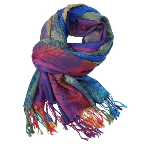 Colorful flowers Jacquard cotton pashmina Women Wrap Shawl tassels Scarves - color: Thm02-03