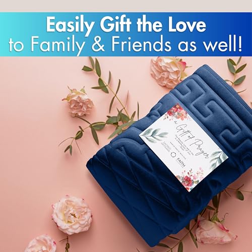 Sacred Artisans Padded Prayer Mat Thick with Soft Velvet Foam | Prayer Rug and Meditation Mat for Men Women Home Travel & Gift (Ocean Blue) - color: Blue