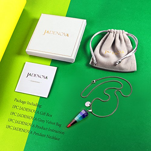 JADENOVA 7 Chakra Stones Necklace Gemstone Pendant Necklace Energy Healing Crystal Divination Pendulum For Women (Cone Hexagonal, 18 Inches Stainless Steel Chain) - style: Cone-shaped 7 Chakra Pendant Necklace