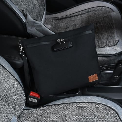 Black Travel Storage Carrier Bag with 7 PCS Small Accessories, Water-Resistant Organizers Pouch with Combination Lock, Premium Organizers Case, Great Gift for Women.