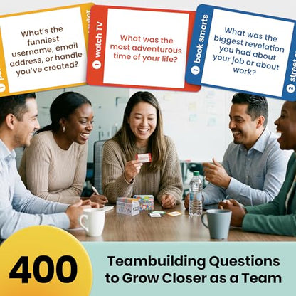 Prompta 400 Conversation Cards for Coworkers – Two Fun Teambuilding Games for Work – 2.5" x 1.75" Icebreaker Question Cards to Get to Know Your Colleagues and Improve Team Dynamics