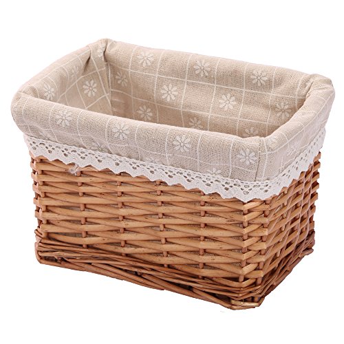 Rectangular Wicker Storage basket&bins container, Organizer Box, Kingwillow Art & Craft (Small) - color: Natural-Wicker
