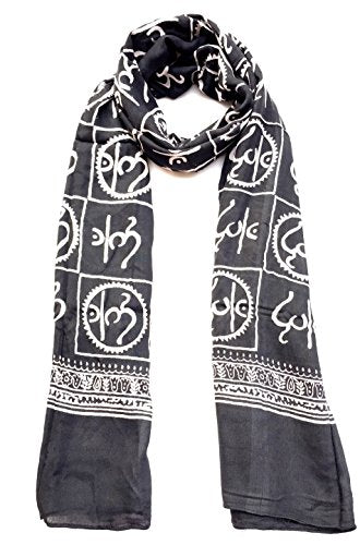 OMA Large OM Sign Block Printed Shawl Soft Scarf For Meditation & Yoga - Premium Quality BRAND - color: Black