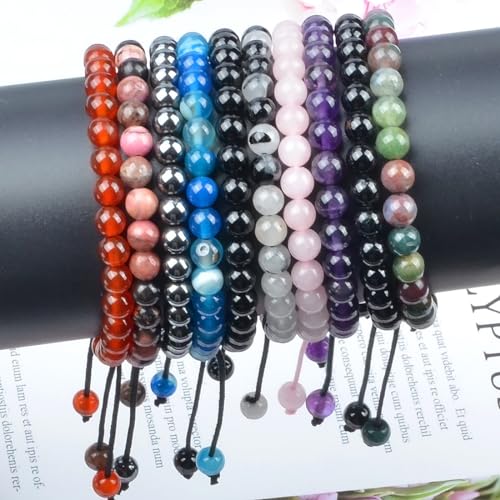 MASSIVE BEADS Handmade Yoga Natural Stone Crystal Healing Power Energy Gifts for Unisex Adult Bracelet Macrame Adjustable - color: Carnelian(Luck), size: 4mm
