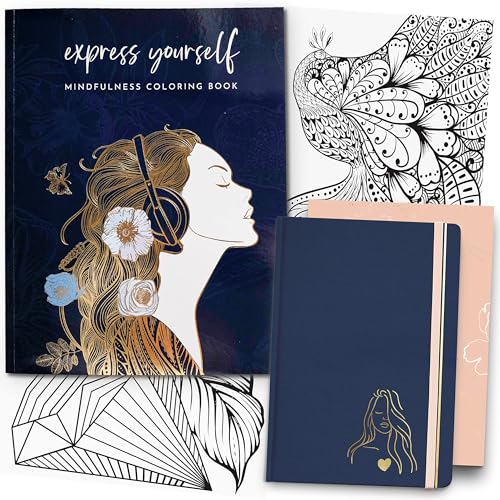 RYVE Daily Gratitude Journal for Women and Mindfulness Coloring Book for Women-Daily Journal for Women, Mindfulness Journal, Daily Affirmation Journal for Women, Stress Relief Coloring Book for Adults