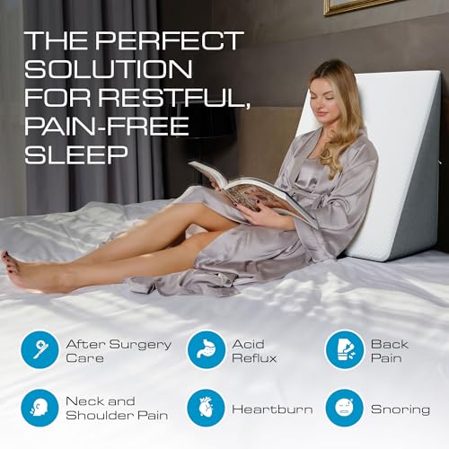 Kolbs Bed Wedge Pillow for Sleep Apnea, FSA Eligible Acid Reflux, and Back Pain Relief, with Chic Jacquard Cover - Headboard Wedges for Sleeping (Standard Wedge 12" Height) - size: Standard Wedge 12" Height