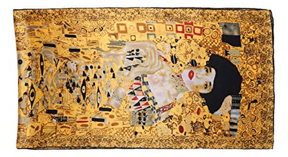 JWSilk Long Charmeuse Silk Scarf Classic Art Print - color: Portrait By Klimt