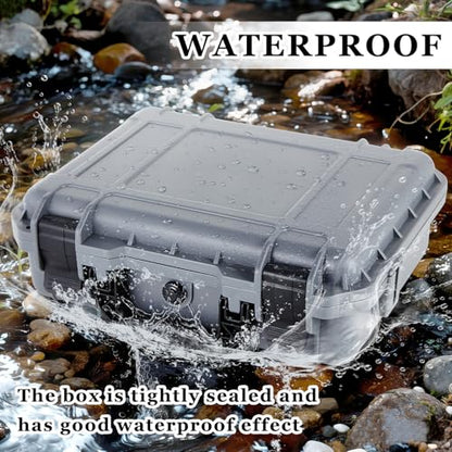 1 Pcs Waterproof Hard Case with DIY Customizable Foam Insert Portable Protective Case with Knife for Camera Drones Equipments Tools Test Instruments(Gray,11.3 x 8.7 x 4.2 Inch)