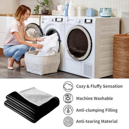 Soft Plush Bedding White and Black Fleece Blanket,Super Cozy Fluffy Plush Abstract Ombre Print Throw Blanket for Couch, Sofa, Bed 47"x59" - color: White and Black
