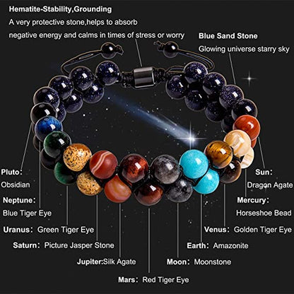108 Mala Beads Necklace 7 Chakra Tree of Life Pendant Prayer Buddha Bracelets Healing Stone Yoga Men Women Jewelry - color: Eight Planets Star Beads-1