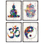 Zen Meditation Buddhist Wall Art Prints - 8x10 Spiritual Buddha, Yin Yang, Om, Hamsa Fatima Hand Photo Poster Set- Chic Room or Home Decor - Unique Gift For Yoga Fans – Unframed Pictures