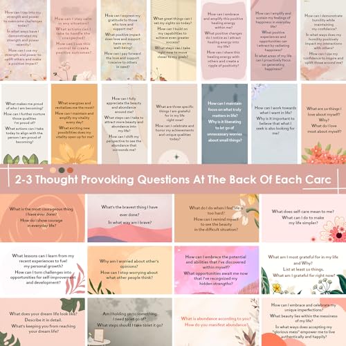 BRYTEFY 100 Empowering Affirmation Cards for Women, Daily Motivation with Thought-Provoking Questions, Mindfulness, Inspiration, and Meditation and Self Care Gift For Women. - color: 100Warm