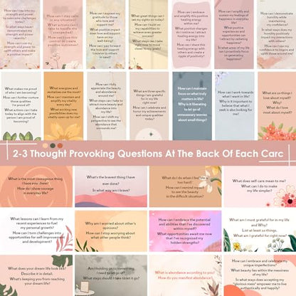 BRYTEFY 100 Empowering Affirmation Cards for Women, Daily Motivation with Thought-Provoking Questions, Mindfulness, Inspiration, and Meditation and Self Care Gift For Women. - color: 100Warm