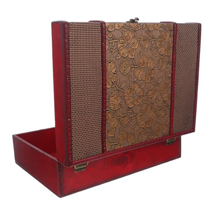 Cabilock Memory Box Wooden Desktop Storage Boxes Wood Treasure Box for Books Jewelry Document Box without Lock (Lotus) Storage Boxes Decorative
