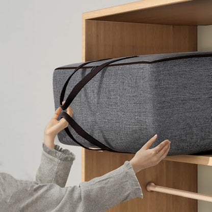 Large Oxford Cloth Storage Bag for Blankets Comforters Bedding, Heavy Duty Organizer Container with Zipper Closure, 27.5 Inches by 19.7 Inches by 11.8 Inches, Dark Gray