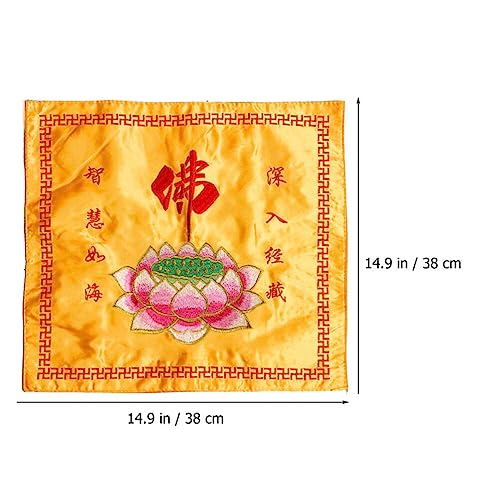 HOMSFOU Brocade Embroidery Buddhist Scripture Packing Cloth Lotus Cover Satin Double Layer Book Protector for Home Office Restaurant Use
