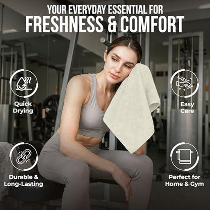 RIVERSIDE Pack of 24 Wash Cloths for Showering, 12 x 12 Inches, Super Soft & Absorbent, 100% Cotton Washcloths Premium Quality Flannel Face Cloths for Bathroom, Gym, Spa (Cannoli Cream, 24 Pack) - color: Cannoli Cream