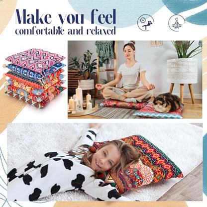 Menkxi 6 Pcs Bohemian Floor Pillows Seating 15 Inch Boho Floor Cushions Sitting Pillows Square Yoga Mandala Meditation Pouf for Living Room Balcony Office Tatami(Classic) - color: Classic