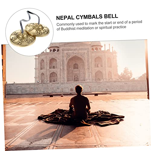 1pair Yoga Cymbals Meditation Bells for Sound Healing and Mindfulness for Meditation Practice and Musical Performance Six-word Design