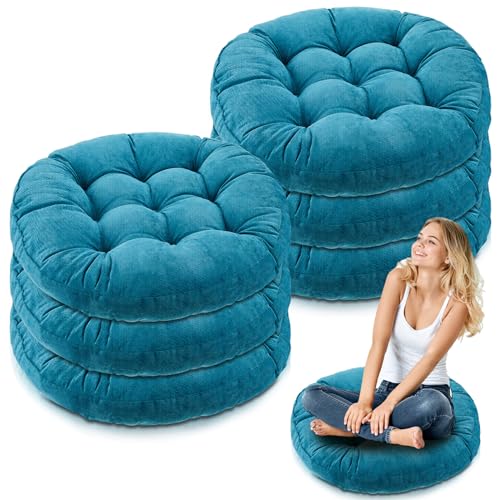 Jerify Floor Pillow Cushions Large Round Square Large Meditation Floor Pillow for Classroom Adult Meditation Picnic Party Seating Learning Daycare School(Round,Aquamarine,6 Pcs) - color: Aquamarine, size: Round