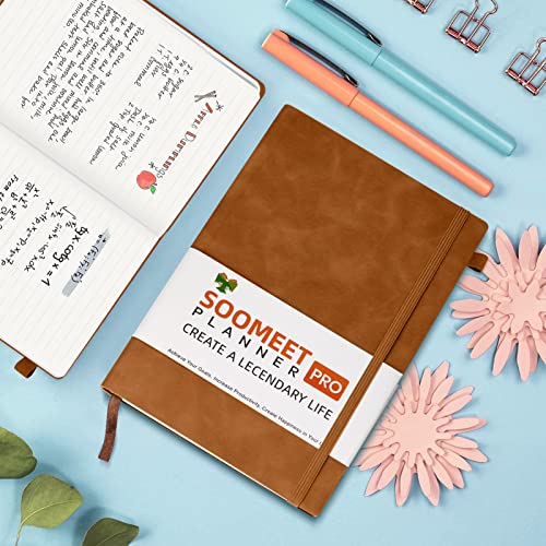 Lined Journal Notebook, 200 Pages, Leather Hardcover Notebooks, A5 College Ruled Thick Classic with Pen Loop Notebook Journals for Writing, for Women Men Office School, 5.75'' X 8.38'', Brown - color: Brown