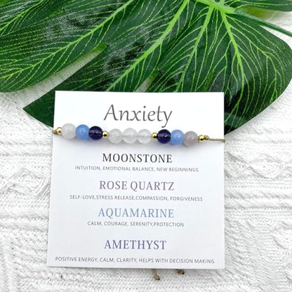 Healing Crystal Bracelet for Women/Men Crystal Bracelets Spiritual Natural Healing Crystal Stones Bracelet Empath Protection Crystal Bracelet Healing Crystal Jewelry - color: Anxiety
