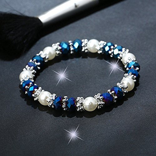 Healing Crystals Bracelet Handmade Natural Gemstones Beads Elastic Natural Stone Yoga Beads Bracelet Heart-Shaped, Modern Artisanal Beaded Unisex 7.6 inches Turquoise - color: Colorful #A