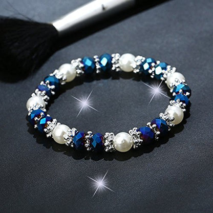 Healing Crystals Bracelet Handmade Natural Gemstones Beads Elastic Natural Stone Yoga Beads Bracelet Heart-Shaped, Modern Artisanal Beaded Unisex 7.6 inches Turquoise - color: Colorful #A