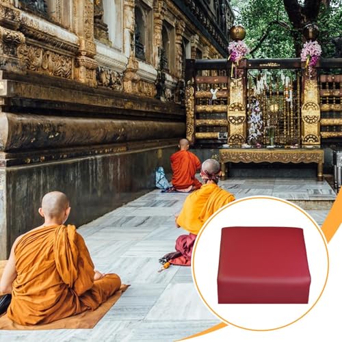 Colaxi Meditation Bench Prayer Cushion for Knees Portable Wooden PU Leather Kneeler Pad Kneeling Stool Meditation Cushion for Indoor