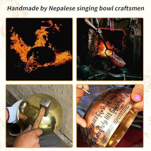 Kmise Tibetan Singing Bowls Set- Handmade in Nepal Meditation Sound Bowls for Yoga, Meditation, Mindfulness, Healing and Chakra Balancing, Stress Relief (3.5', World Tree) - color: 3.5inch World Tree