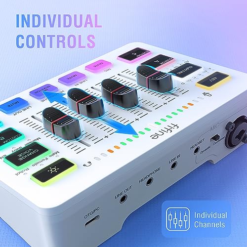 FIFINE Audio Mixer, Gaming Streaming PC Mixer with Slider Fader, XLR Microphone Interface, Monitoring, for Video/Game Voice/Podcast Recording-AmpliGame SC3W