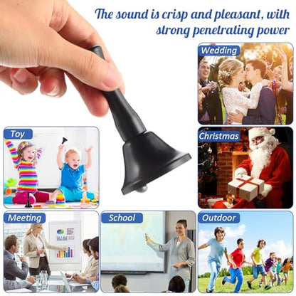50 Pcs Small Steel Hand Bells Bulk Dinner Service Bells with Plastic Handles Call Handbells for Church Classroom Sick Elderly Teachers Adults(Black) - color: Black