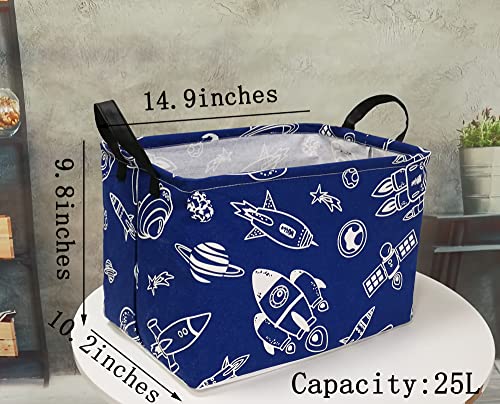 Storage Basket Home Shelf Basket Kids Organizer Box Clothes Laundry Hamper Nursery Bin Gift Laundry Basket with Handles for Home (Spacecraft) - color: Navy Spacecraft
