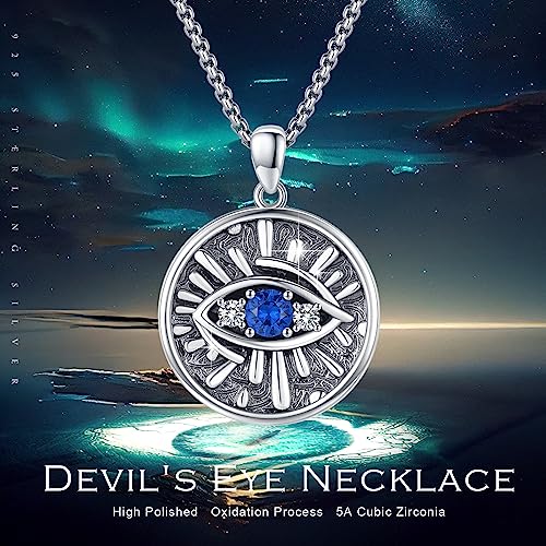 Evil Eye Necklace for Women 925 Sterling Silver, Protection Necklace with Blue Evil Eye Charm, Evil Eye/Lotus Pendant Jewelry, Birthday Christmas Gifts for Her - style: Blue Evil Eyes 11
