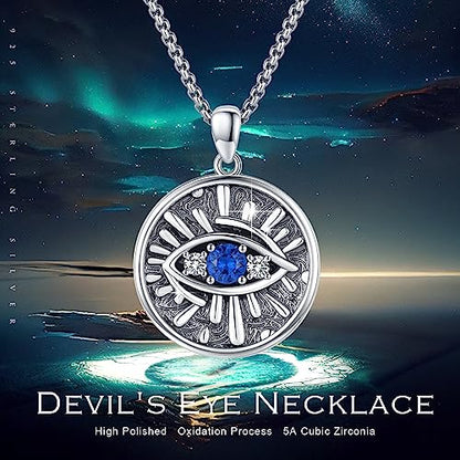 Evil Eye Necklace for Women 925 Sterling Silver, Protection Necklace with Blue Evil Eye Charm, Evil Eye/Lotus Pendant Jewelry, Birthday Christmas Gifts for Her - style: Blue Evil Eyes 11