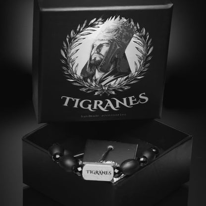 Tigranes Premium Natural Stone Bracelet Collection – Handmade Gemstone Jewelry in Luxury Branded Gift Box - style: Matte Onyx