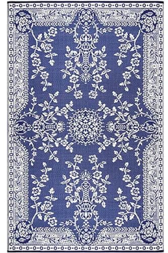 Mad Mats Garland Blue & White Outdoor Rug – Reversible Plastic Mat (8 × 10 ft) – UV‑Resistant, Water‑Repellent & Easy‑Clean – Eco‑Friendly Recycled Patio/Deck Carpet - color: White, size: 8'x10'