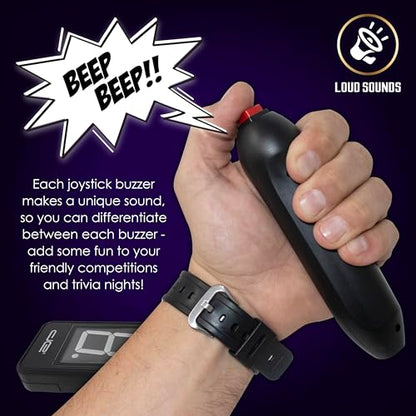 Digital Energy Wireless Handheld Game Buzzer System - Console Displays First Buzz-in - Great for Jeopardy, Family Feud, Trivia and Buzzer Games - 4 Joystick Buzzers - size: 4 Player
