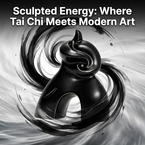 Tai Chi Motion Ceramic Sculpture - Handmade Jingdezhen Porcelain Statue, 7-Inch Abstract Yin Yang Zen Figurine for Home Office Desk Shelf Décor